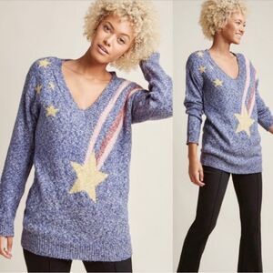 Modcloth Shooting For The Star V-Neck Sweater